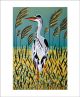 Heron Linocut by Cathy King Greeting Card