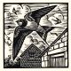 Swallow by Richard Allen SWLAArt Greeting Card, Linocut